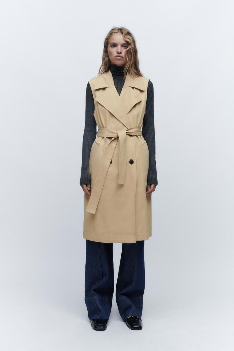 BELTED TRENCH VEST taupe brown ZARA United States